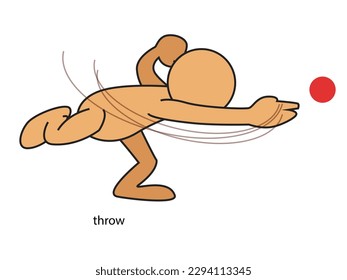 cartoon character body-posture- throw, comfortable for animation