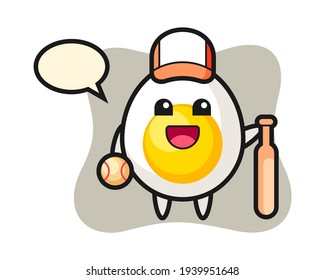 Cartoon-Charakter des gekochten Eis als Baseballspieler