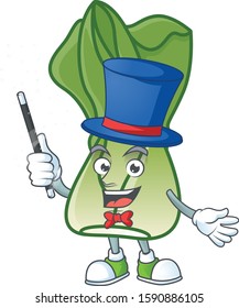 Cartoon character of bok choy performance as a Magician