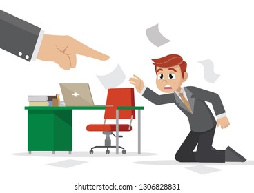 Cartoon character, Boss blaming an employee., vector eps10