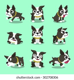 Cartoon Character Boston Terrier Dog Poses