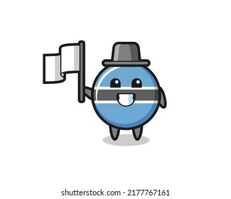 Cartoon character of botswana flag badge holding a flag , cute style design for t shirt, sticker, logo element