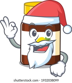 cartoon character of bottle vitamin c Santa having cute ok finger