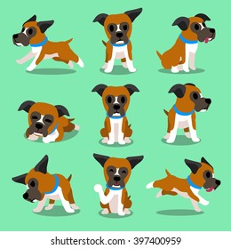 Cartoon character boxer dog poses