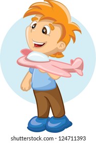 Cartoon character, boy with a air plan