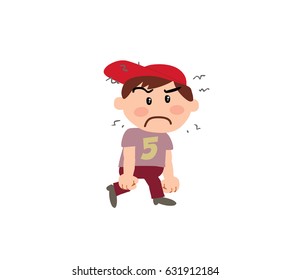 Cartoon character boy, angry; isolated vector illustration.