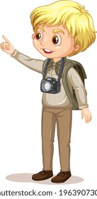 Cartoon character of a boy in camping outfits illustration