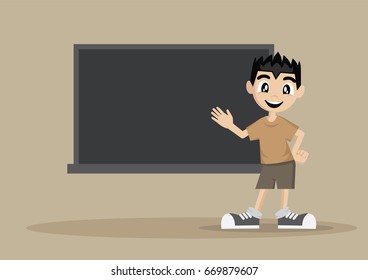 Cartoon character, Boy with chalkboard., vector eps10