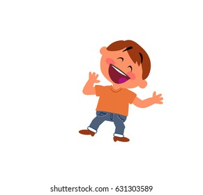 Cartoon character boy cheerful; isolated vector illustration.