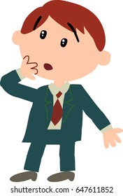 Cartoon character boy dressed as a businessman looking surprised. Isolated vector illustration.