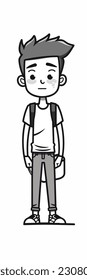A cartoon character of a boy. flat cartoon character, stylish boy, fashion boy isolated in white background. 2d outline style men character. vector illustration.