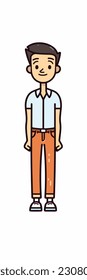 A cartoon character of a boy. flat cartoon character, stylish boy, fashion boy isolated in white background. 2d outline style men character. vector illustration.