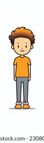 Ein Cartoon-Charakter eines Jungen. flacher Cartoon-Charakter, stylischer Junge, Modejunge einzeln auf weißem Hintergrund. 2d Umriss Stil Männer Charakter. Vektorgrafik.