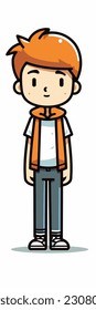 A cartoon character of a boy. flat cartoon character, stylish boy, fashion boy isolated in white background. 2d outline style men character. vector illustration.