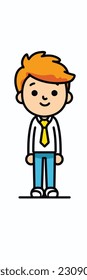 A cartoon character of a boy. flat cartoon character, stylish boy, fashion boy isolated in white background. 2d outline style men character. vector illustration.