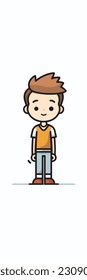 Caricatura de un niño. personaje de caricatura plana, chico elegante, chico de moda aislado de fondo blanco. 2.º personaje masculino de estilo de contorno. ilustración vectorial.