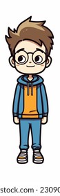 A cartoon character of a boy. flat cartoon character, stylish boy, fashion boy isolated in white background. 2d outline style men character. vector illustration.