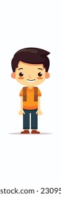 Ein Cartoon-Charakter eines Jungen. flacher Cartoon-Charakter, stylischer Junge, Modejunge einzeln auf weißem Hintergrund. 2d Umriss Stil Männer Charakter. Vektorgrafik.