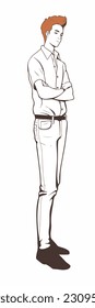A cartoon character of a boy. flat cartoon character, stylish boy, fashion boy isolated in white background. 2d outline style men character. vector illustration.