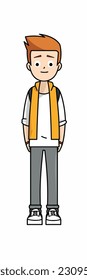 A cartoon character of a boy. flat cartoon character, stylish boy, fashion boy isolated in white background. 2d outline style men character. vector illustration.