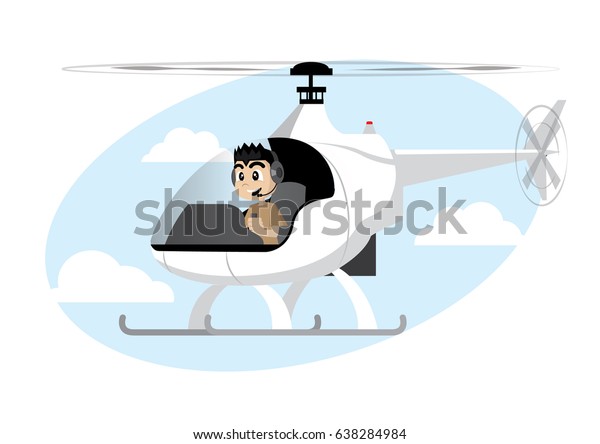 Cartoon character, Boy flying with helicopter.,\
vector eps10