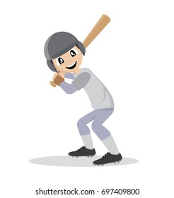 Cartoon character, Boy playing baseball., vector eps10