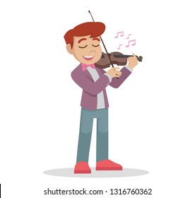 Cartoon character, Boy playing the violin.,vector eps10
