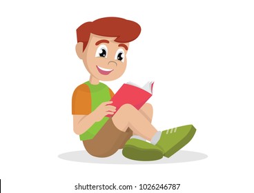 Cartoon character, Boy reading book., vector eps10