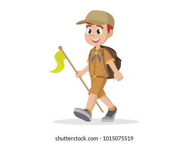 Cartoon character, Boy scout Walking., vector eps10