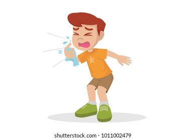 Cartoon character, Boy sneezing., vector eps10