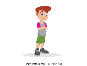 Cartoon character, Boy stands in a confident pose., vector eps10