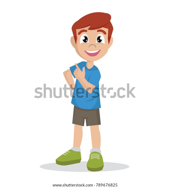 Cartoon Character Boy Stands Confident Pose Stock Vector (Royalty Free ...