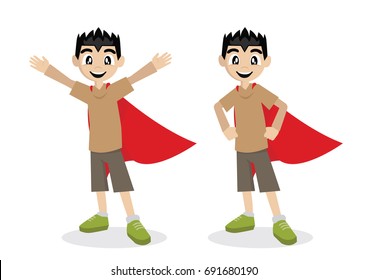 Cartoon character, Boy in super hero.,vector eps10