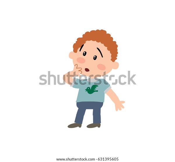 Cartoon Character Boy Surprise Isolated Vector Stock Vector (Royalty ...