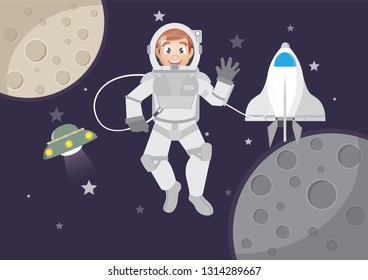 Cartoon character, Boy tourism in Space., vector eps10
