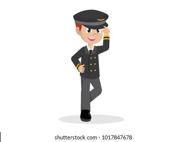 Cartoon character, Boy using pilot costume., vector eps10