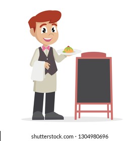Cartoon character, Boy Waiter., vector eps10
