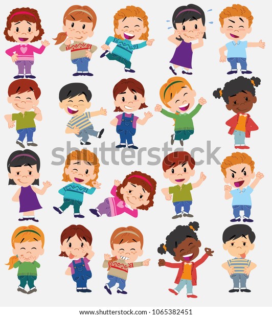 Cartoon Character Boys Girls Set Different Stock Vector (Royalty Free ...