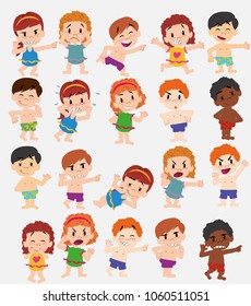 Cartoon Character Boys Girls Swimsuit Set Stock Vector (Royalty Free