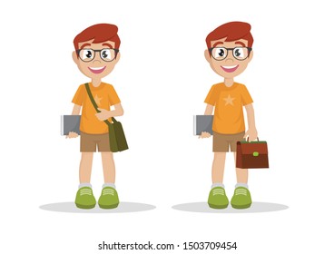 Cartoon character, boys with school bags.,vector eps10