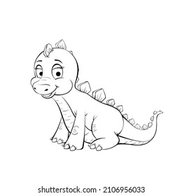 Cartoon character Brachiosaurus pterodactyl tyrannosaurus dinosaur triceratops stegosaurus funny animal Vector
