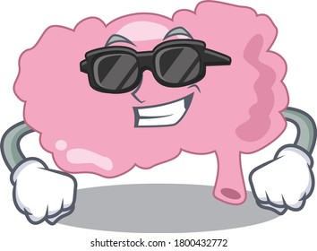 cartoon character of brain wearing classy black glasses