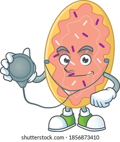 Cartoon character of bread dedicated Doctor Work with stethoscope. Vector illustration