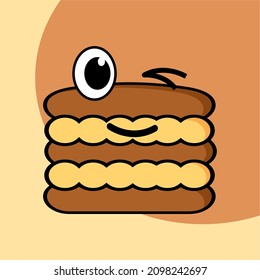 Cartoon character of bread and pastries. Vector illustration. cookies, bread, pie, biscuit, toque chef