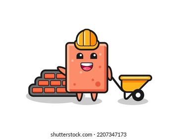 Caricatura de ladrillo como constructor, diseño lindo