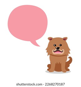 Cartoon character brown dog with speech bubble for design.