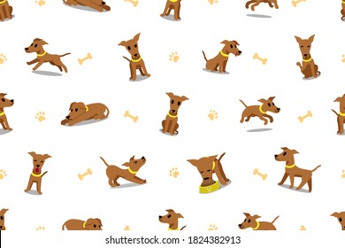 Cartoon character brown greyhound dog seamless pattern for design.