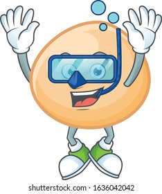 cartoon character of brown hoppang wearing Diving glasses