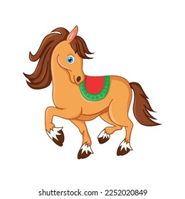 Cartoon character brown horse, horse vector art, 