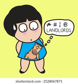 A cartoon character of bubble milk tea cup is sitting Inside young woman body concept illustration